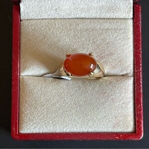 New Elegant Gold tone genuine red agate Ring